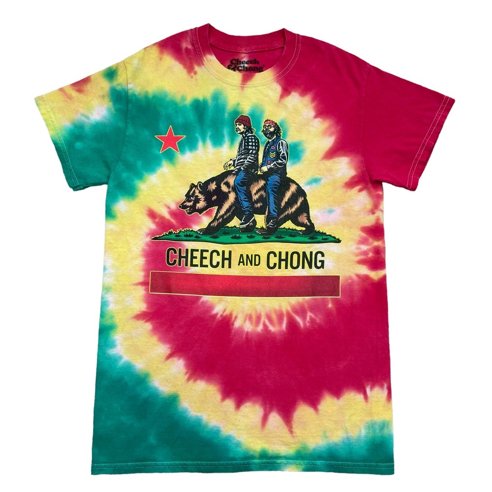 Cheech and Chong California Flag Weed Bear Tie Dye t-shirt adult sz. S